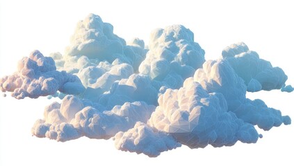 Fluffy, pastel-hued clouds cluster against a white background.  Soft,  3D rendered forms