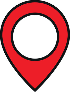 &Iacute;cono de marcador de ubicaci&oacute;n rojo &ndash; dise&ntilde;o minimalista con contorno negro