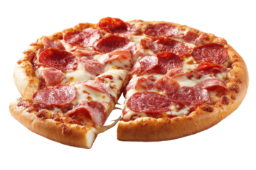 Pizza with pepperoni and cheese. Sliced