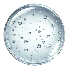 Clear gel serum sphere with water droplets