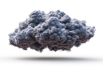 A large, dense, gray cloud against a plain white background.  It has a fluffy, irregular shape and a slightly shadowed bottom edge