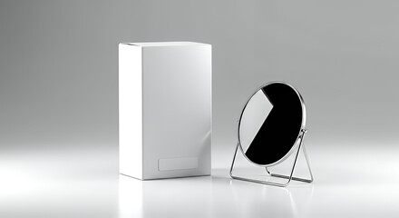 white box with circle mirror Mockup 