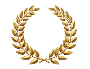 Gold laurel wreath on white background