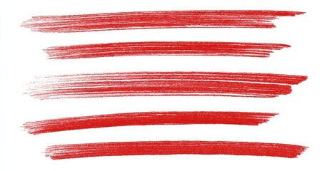 Five horizontal red marker strokes on white background