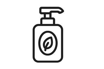 Obraz premium Isolated cosmetic pump bottle icon with leaf symbol, natural skincare product, eco-friendly cream dispenser, vector cartoon illustration, transparent background, beauty and health concept