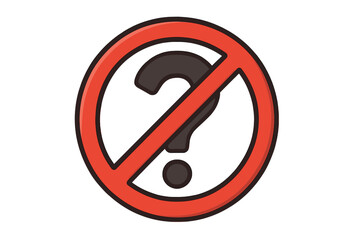Prohibited Question Icon, No Question Symbol, Forbidden Sign, Vector Cartoon Illustration for Apps, Graphics, UI, Transparent Background, Isolated Clipart, Conceptual Design