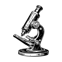 A vintage style illustration showing microscope