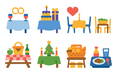 Colorful Table Setting Icons