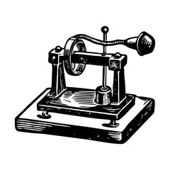 A vintage style illustration showing galvanometer