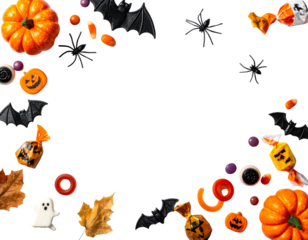  Halloween Spooky Treats Collection, Ghoulish Candy & Decorations PNG.