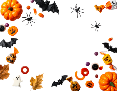  Halloween Spooky Treats Collection, Ghoulish Candy & Decorations PNG.