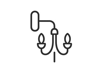 Fototapeta premium Wall sconce line icon. Classic wall lamp symbol. Minimalist interior lighting pictogram. Elegant home decor element. Vintage style electricity fixture for house decoration.