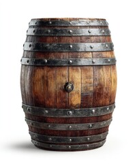 Fototapeta premium Aged wooden barrel with metal bands
