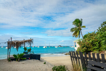Beach of Grand Case, on the French side of the Caribbean island of Saint Martin (St Maarten), French West Indies