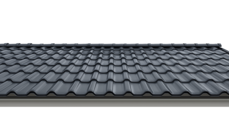 Dark Grey Roof Tiles roofing material isolated on a transparent background