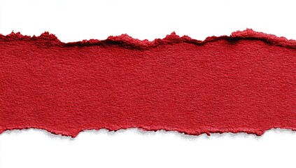 Red paper strip torn from white background (3)