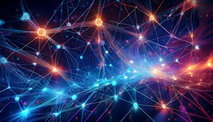 neural lowpoly ai futuristic neon network of abstract connection background
