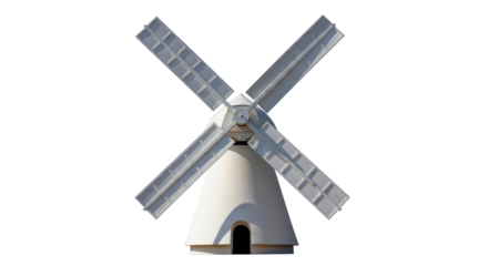 Isolated Windmill Turning Blades, Agricultural Technology, Renewable Energy, Europe, Landmark