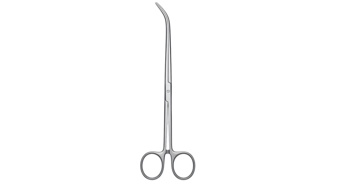 Isolated surgical instrument grasping curved for medical procedure in hospital or clinic