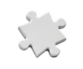 Single White Puzzle Piece jigsaw puzzle isolated on a transparent background