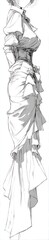 Vertical grayscale figure, draped clothing