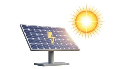 Isolated solar energy panel, clean technology sun power, clean energy production, no pollution