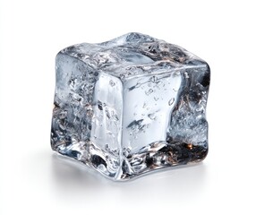 Single ice cube, clear and square