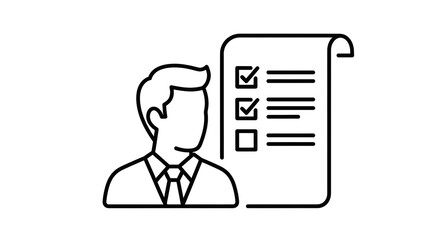 Isolated Human figure and checklist icon design, business agreement verification success sign