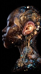 Human Form with Abstract Celestial Elements