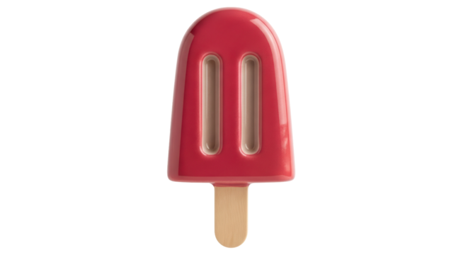 Isolated red popsicle with two empty rectangles against a neutral backdrop for treat ads