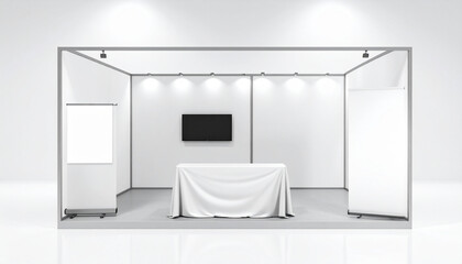 Modern and Minimalist Trade Show Booth with Blank Banners