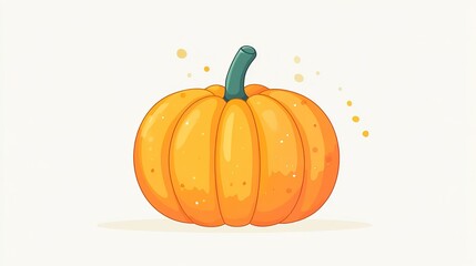 Flat Pumpkin Vector Illustration - Minimalist Cute Clip Art Design, Perfect for Autumn Themes and Children's Projects