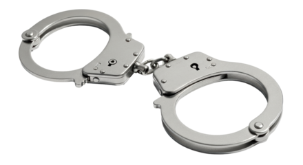 Isolated Handcuffs Criminal Justice Law Enforcement Restraint Tool Metallic Silver Equipment