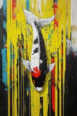 Koi Fish Abstract Painting Art