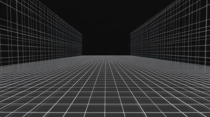 Perspective grid, pathway,  dark background
