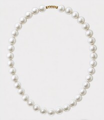 Obraz premium A pearl necklace, round, classic, simple. A string of lustrous, round pearls forms a complete circle. Gold clasp