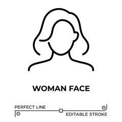 Vector line icon related to woman face. Perfect Line. Editable Stroke.