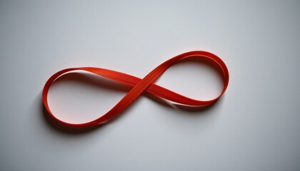 Naklejka premium Red ribbon forming infinity symbol on white background 
