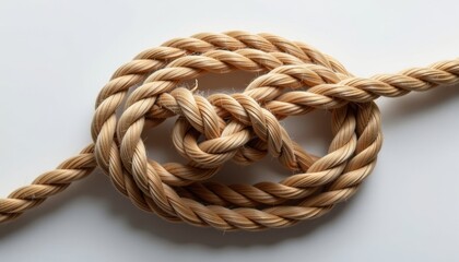 Fototapeta premium Ropes knotted together in crossing connection 