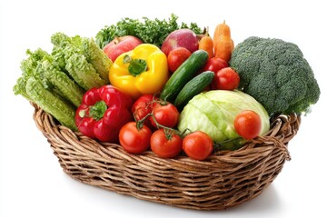 Wicker basket overflowing with fresh produce