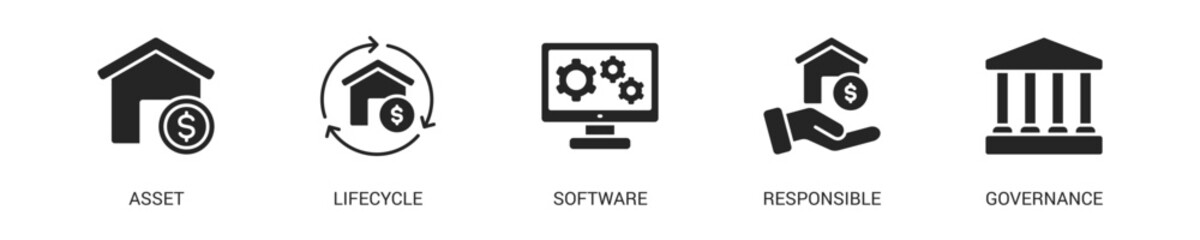 Asset Management Glyph Icon Set. Vector Illustration Concept With Some Icons. Designed In Glyph Style