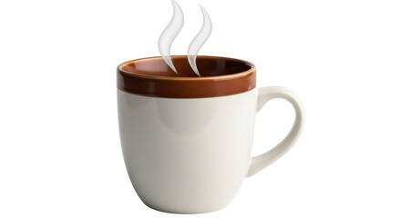 Isolated coffee mug with steam, breakfast caffeine beverage drink, aromatic hot cocoa cup