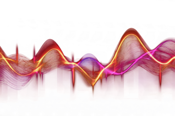 Abstract neon color visual music wave frequencies rhythm PNG transparent background isolated graphic resource