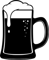 Obraz premium Beer mug icon vector illustration. Classic frothy beer glass symbol for bar, pub, brewery, Oktoberfest, or beverage design