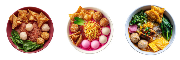 Delicious noodle dishes restaurant food photography transparent background top view
