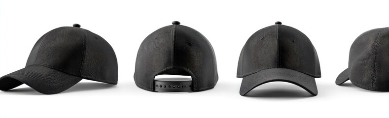 Obraz premium Four views of a black baseball cap (9)