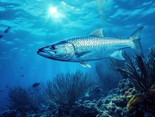 Majestic Tarpon Swimming Underwater
