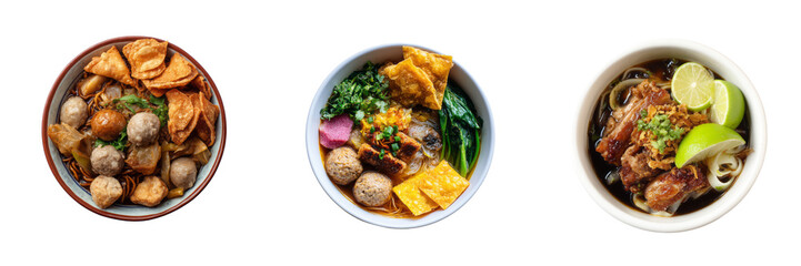 Delicious asian noodle soup bowls transparent background food photography culinary delight