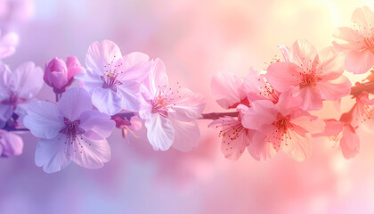 Fototapeta premium Soft Focus Cherry Blossoms in Pastel Hues