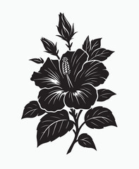  Hibiscus Flower Vector - Tropical Floral Illustration with Leaves